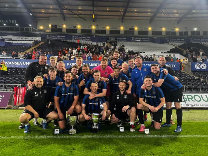 West Wales Intermediate Cup Winners Hakin United celebrate at the Swansea.com Stadium